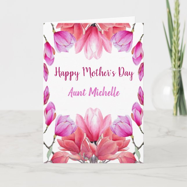 Elegant Aunt Mother's Day Watercolor Floral Card (Front)