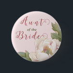 Elegant Aunt of the Bride Blush Pink Floral  6 Cm Round Badge<br><div class="desc">The elegant Aunt of the Bride Blush Pink Floral button features a blush pink watercolor peony flower and modern script, against a subtle light pink background, adding a gentle contrast and enhancing its natural beauty and elegance. ♥ View the collection on this page to find matching products. ♥Customise it with...</div>