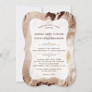 Elegant  Aurum Marble Gold Textured Wedding Invitation
