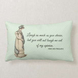 Elegant Austen Pride and Prejudice quote striped Lumbar Cushion