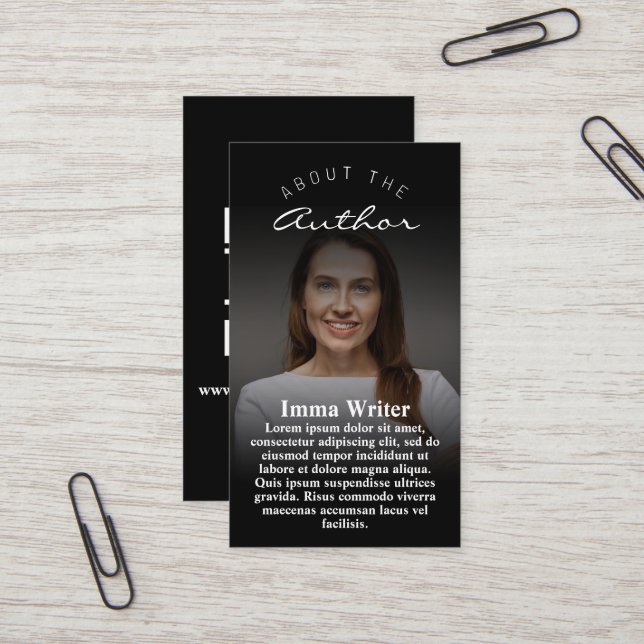 Elegant Author Meet & Greet Promo Vertical Business Card (Front/Back In Situ)