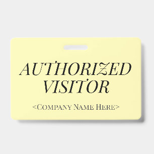 Elegant "AUTHORIZED VISITOR" Badge ID Badge