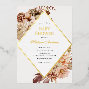 Elegant Autumn Baby Shower Foil Invitation