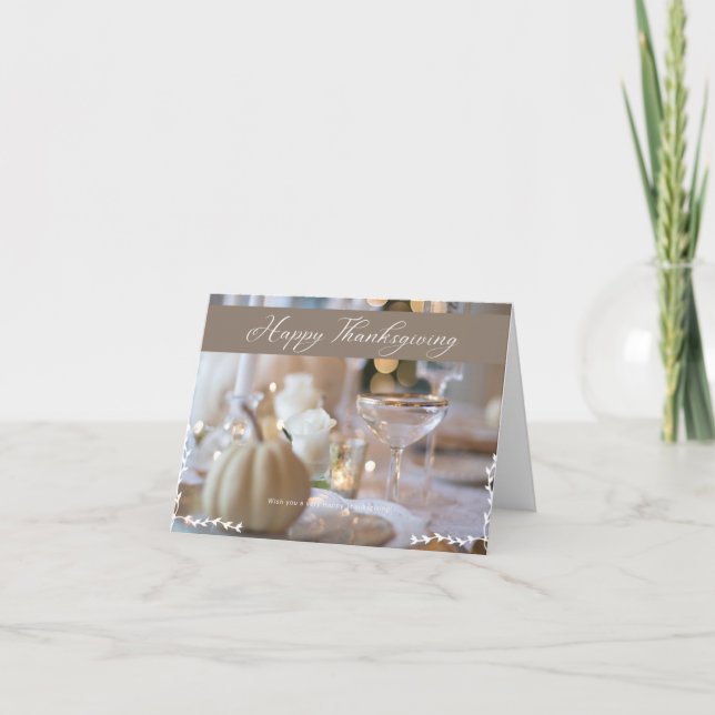 Elegant Autumn Banquet - Folded Thanksgiving Thank You Card (Front)