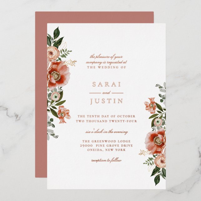 Elegant Autumn Botanical Floral Wedding (Front/Back)