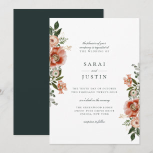 Elegant Autumn Botanical Floral Wedding Invitation
