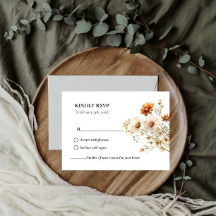 Elegant Autumn Botanical Wildflower wedding RSVP Card