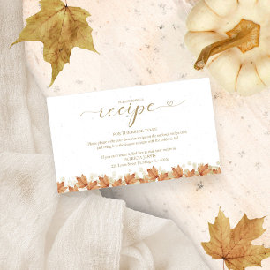 Elegant Autumn Bridal Shower Recipe Request Enclosure Card