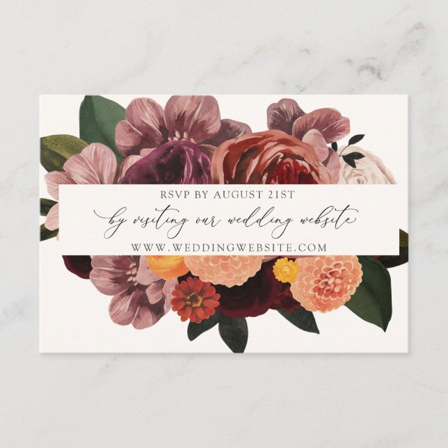 Elegant Autumn Calligraphy Wedding RSVP Online Enclosure Card (Front)