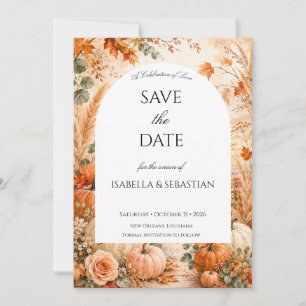 Elegant Autumn Card with Pumpkins Wedding