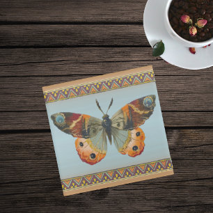Elegant Autumn Coloured Monarch butterfly Borders Glass Coaster