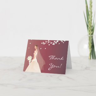 Elegant Autumn Crimson Bride Thank You Note Card