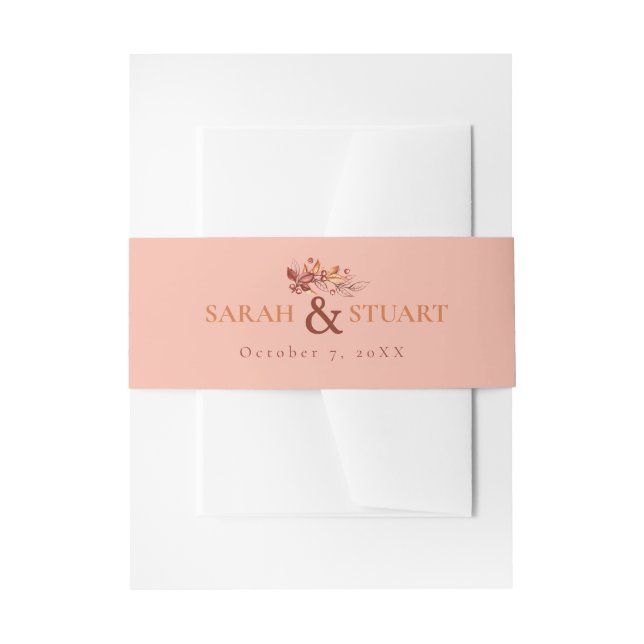 Elegant Autumn Earth tone Terracotta Wedding Invitation Belly Band (Front Example)