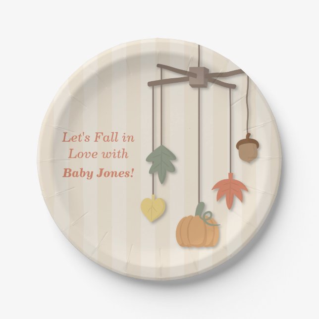 Elegant Autumn Fall Baby Shower Supplies Paper Plate (Front)