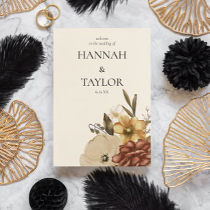 Elegant Autumn Fall Floral Flap Wedding Program Programme