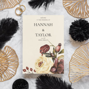 Elegant Autumn Fall Floral Wedding Ceremony Programme