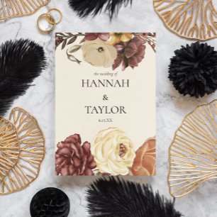 Elegant Autumn Fall Floral Wedding Ceremony Programme