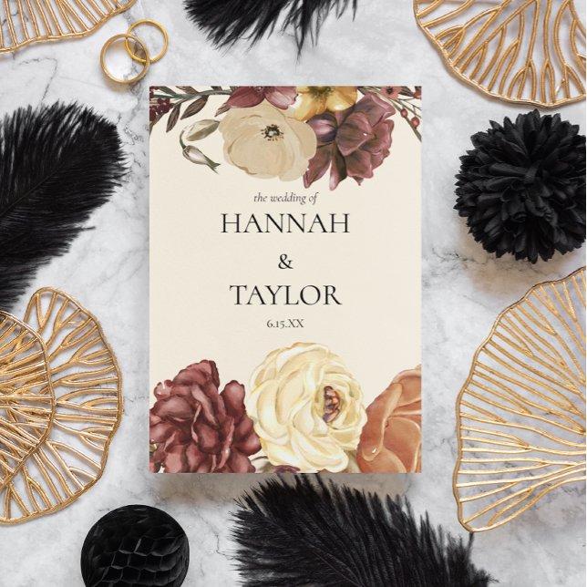 Elegant Autumn Fall Floral Wedding Ceremony Programme (Creator Uploaded)