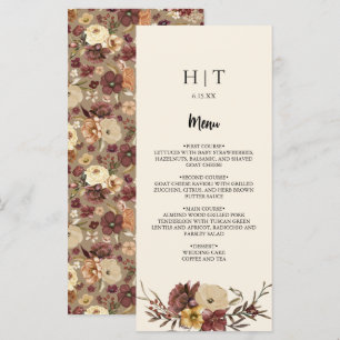 Elegant Autumn Fall Floral Wedding Menu Card