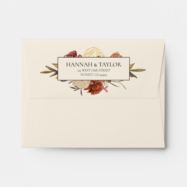  Elegant Autumn Fall Floral Wedding Thank You  Envelope (Back (Top Flap))