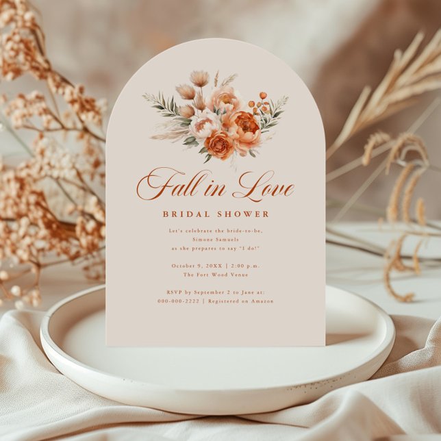 Elegant Autumn Fall In Love Bridal Shower Invitation (Creator Uploaded)