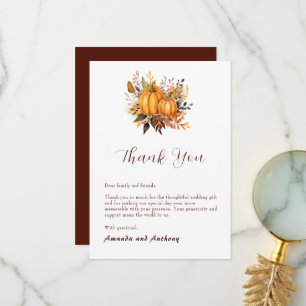 Elegant Autumn Fall Pumpkin Thank You Card