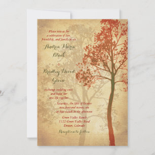 Elegant Autumn Fall Tree Wedding Invitation