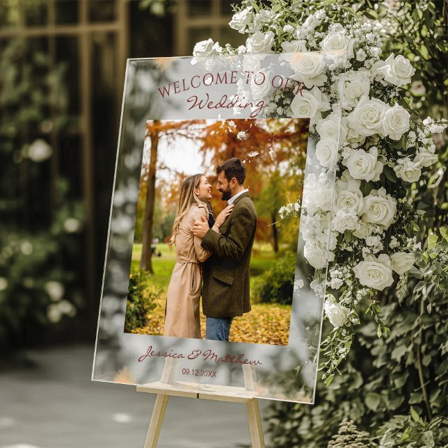 Elegant Autumn Fall Watercolor Photo Welcome Acrylic Sign (Creator Uploaded)