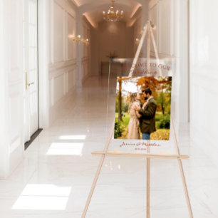 Elegant Autumn Fall Watercolor Photo Welcome Acrylic Sign