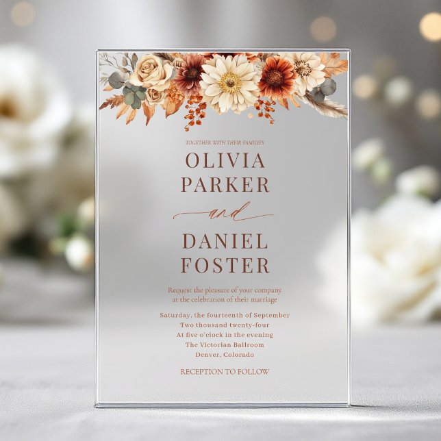 Elegant Autumn Fall Wedding Acrylic Invitations (Creator Uploaded)