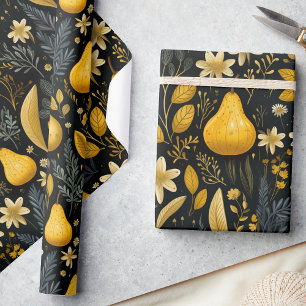 Elegant Autumn Fest, In Golds and Moody Grey, Wrapping Paper
