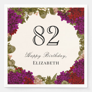 Elegant Autumn Floral 82nd Birthday Napkins