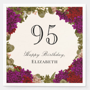 Elegant Autumn Floral 95th Birthday Napkins