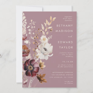 Elegant Autumn Floral All-In-One Wedding Invitation