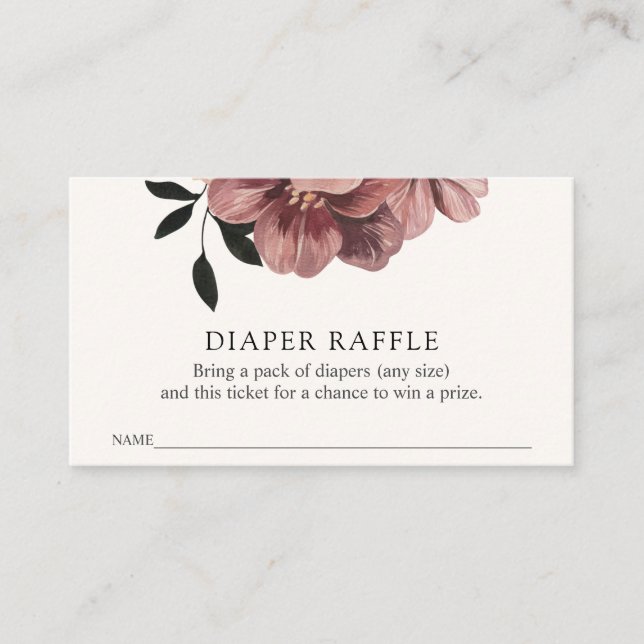 Elegant Autumn Floral Baby Diaper Raffle Ticket  Enclosure Card (Front)