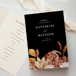 Elegant Autumn Floral Black Wedding Ceremony  Programme<br><div class="desc">This lovely wedding ceremony program features a border of watercolor flowers in beautiful autumn tones on a chic black background. Together these elements create an rustic yet elegant wedding program that would be perfect for a romantic wedding any time of the year. This design coordinates with our Elegant Autumn Floral...</div>