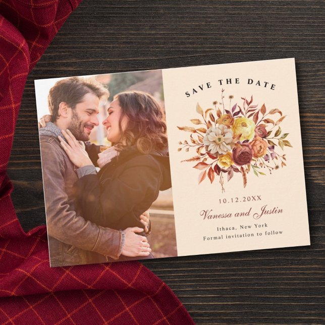 Elegant Autumn Floral Bouquet Save the Date (Creator Uploaded)