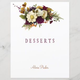 Elegant autumn floral chic script cookbook divider