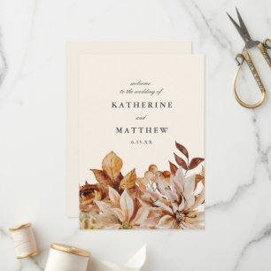 Elegant Autumn Floral Earth Tones Wedding Program Programme