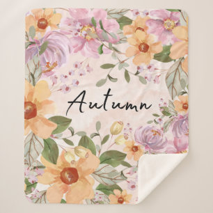 Elegant autumn floral garden for baby girl Pink Sherpa Blanket