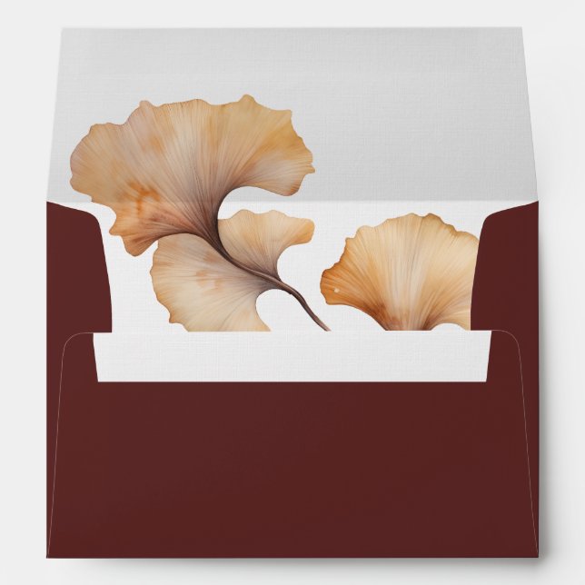 Elegant Autumn Floral Minimalist Wedding Envelope (Back (Bottom))