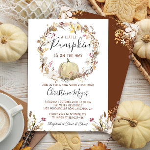 Elegant Autumn Floral Pumpkin Fall Baby Shower Invitation