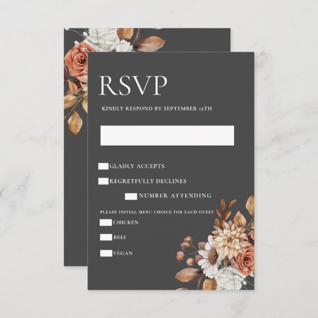 Elegant Autumn Floral RSVP Enclosure Card (Front/Back)