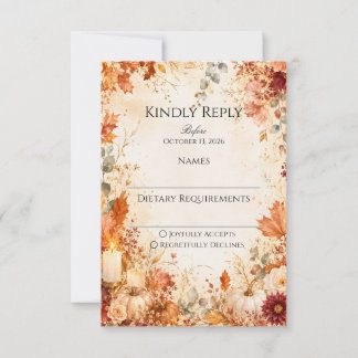 Elegant Autumn Floral | Rustic Fall Wedding RSVP Card