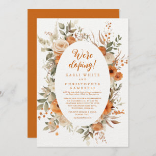 Elegant Autumn Floral Terra Cotta Elopement Party Invitation