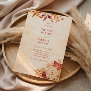 Elegant Autumn Floral Warm Neutral Invitation