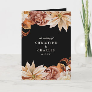 Elegant Autumn Floral Watercolor Wedding Ceremony  Programme