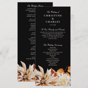 Elegant Autumn Floral Watercolor Wedding Ceremony Programme