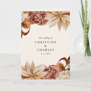 Elegant Autumn Floral Watercolor Wedding Ceremony Programme
