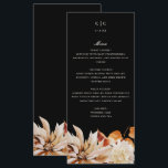 Elegant Autumn Floral Watercolor Wedding Menu Card<br><div class="desc">This lovely wedding reception menu card features a border of watercolor flowers in beautiful autumn tones. Together these elements create a rustic yet elegant wedding menu that would be perfect for a romantic wedding any time of the year. This design coordinates with our Elegant Autumn Floral Watercolor wedding suite. See...</div>